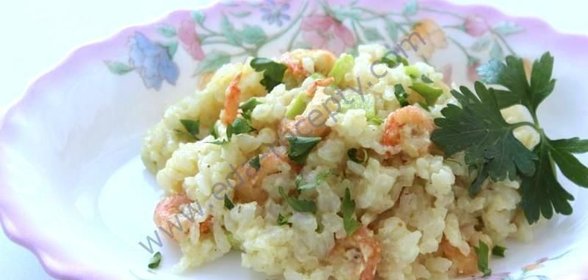 Сливочный ризотто с креветками