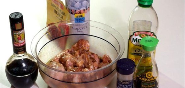 Куриные крылышки в маринаде из бальзамического уксуса, соевого соуса и кайенского перца