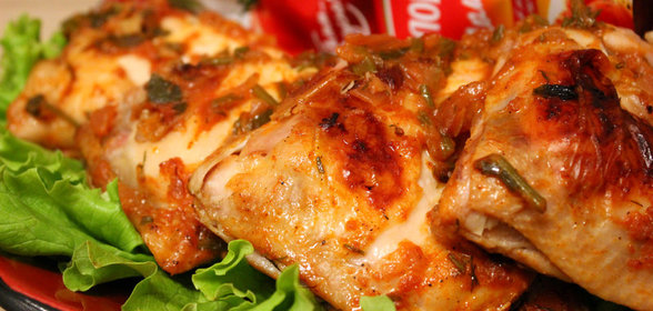 Подкопченые куриные окорочка в пикантном маринаде